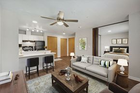 Federal Way apartment for rent - Model living room and Kitchen at Meridian Court Apartments in Federal Way WA