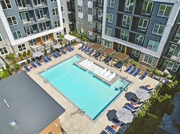 Heated resort-style pool with spacious sundeck