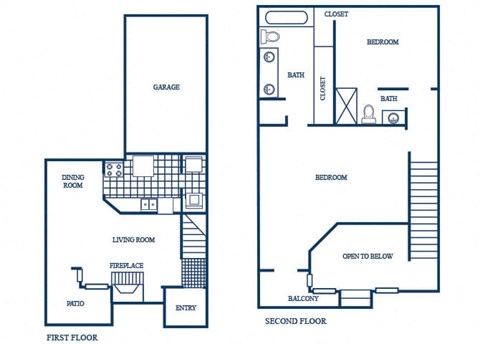 Floor plan for 2 beds, 2 baths, 1130 sqft