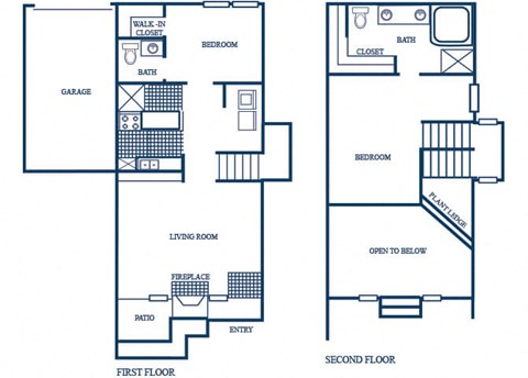 Floor plan for 2 beds, 2 baths, 1133 sqft