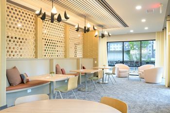 Coworking lounge with meeting rooms