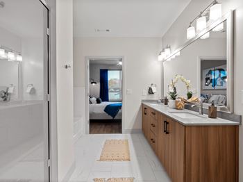 Dual sinks in bathroom*