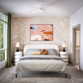 Lighted ceiling fan in living and bedroom areas*