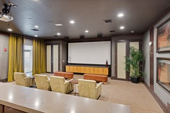 Media room with theater seating