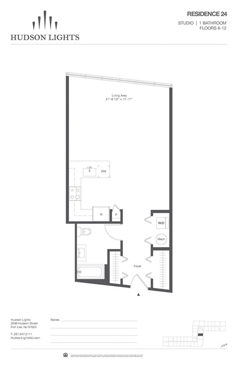 Floor plan for studio, 1 bath, 670 sqft