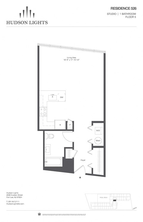 Floor plan for studio, 1 bath, 670 sqft
