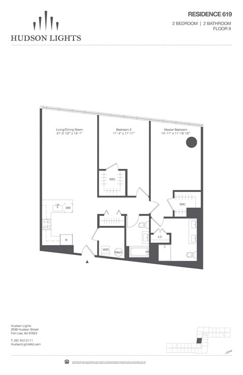 Floor plan for 2 beds, 2 baths, 1237 sqft