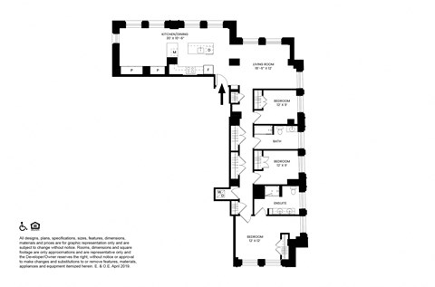 Floor plan for 3 beds, 2 baths, 1472 sqft
