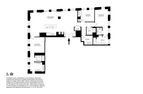 Floor plan for 3 beds, 3 baths, 2088 sqft