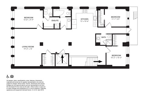 Floor plan for 3 beds, 2 baths, 1643 sqft