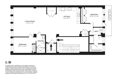 Floor plan for 2 beds, 2 baths, 1465 sqft