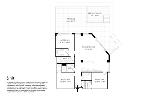 Floor plan for 3 beds, 2 baths, 1561 sqft