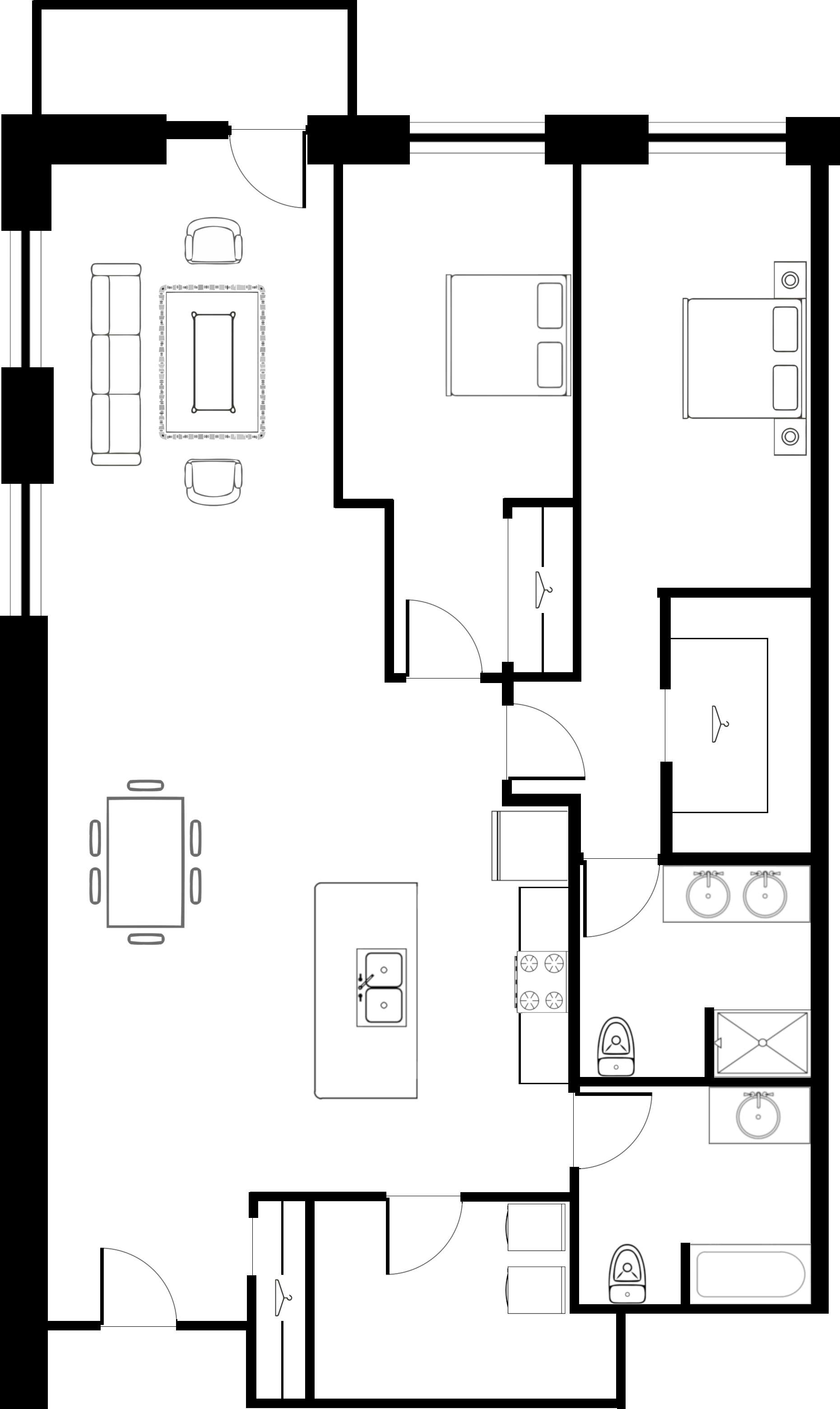 Floor plan for 2 beds, 2 baths, 1880 sqft
