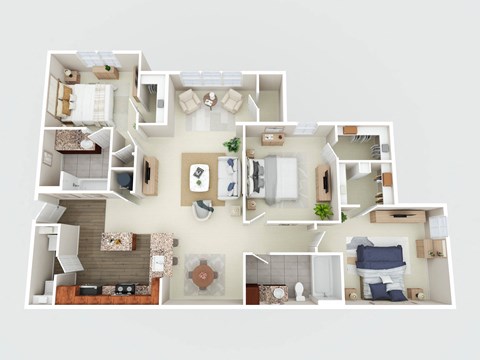Floor plan for 3 beds, 2 baths, 1362 sqft
