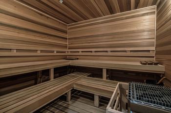 A sauna in a treatment room in a home gym
