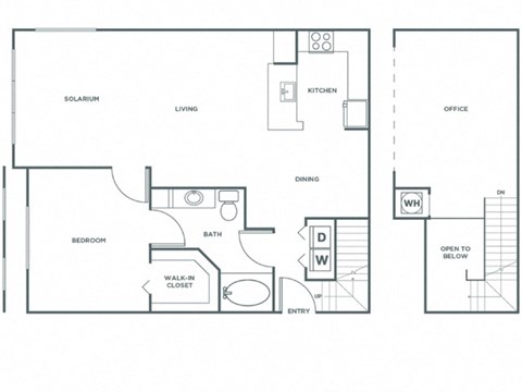 Floor plan for 1 bed, 1 bath, 1173 sqft