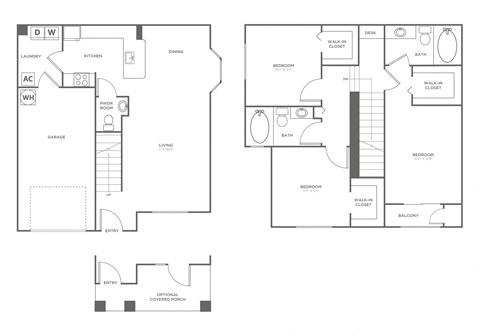 Floor plan for 3 beds, 2.5 baths, 1379 sqft