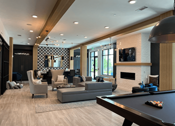 Lounge with fireplace and entertainment room