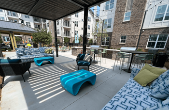 Courtyard area with fire pits, grills & seating areas