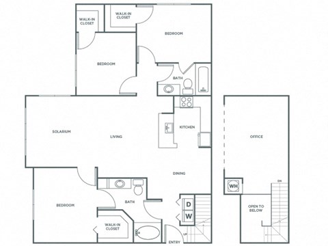 Floor plan for 3 beds, 2 baths, 1616 sqft