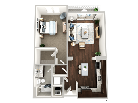Floor plan for 1 bed, 1 bath, 791 sqft