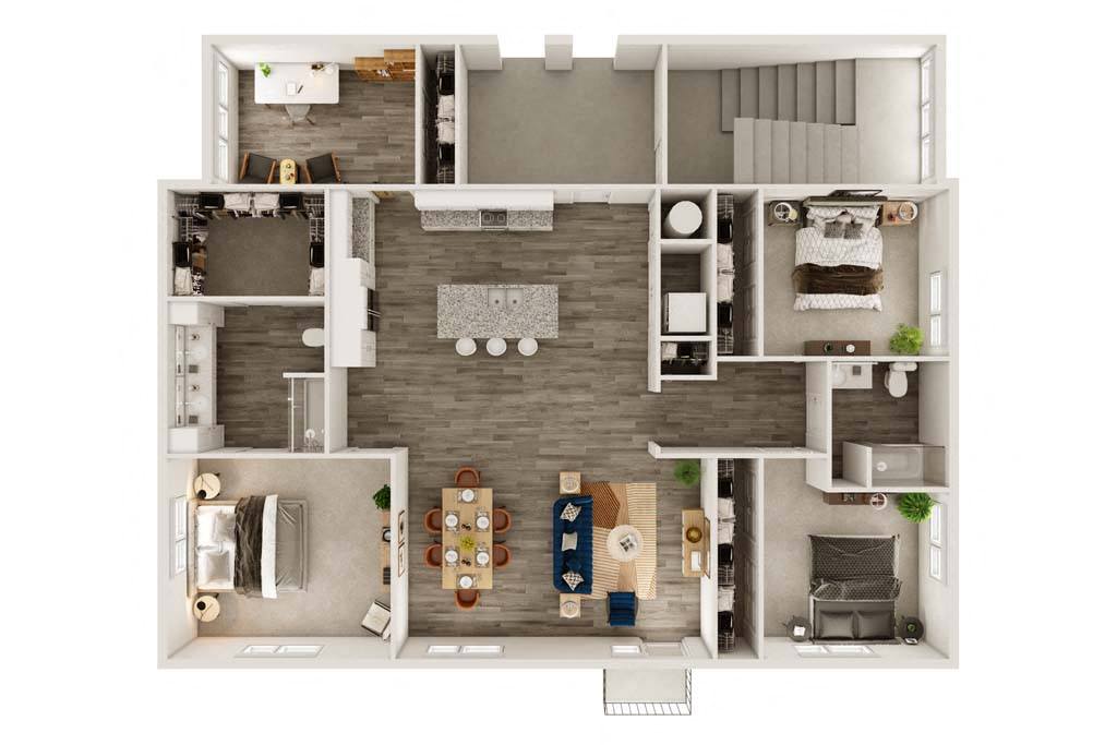 Floor plan for 3 beds, 2 baths, 1757 sqft