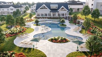 Resort-style lazy river pool with cabanas & sundeck