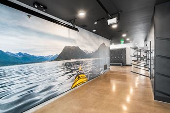 Rentable indoor bike storage, kayak storage & ski/snowboard lockers