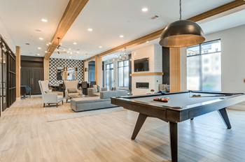 Lounge with fireplace and entertainment room