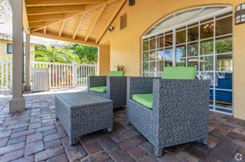 Shaded outdoor courtyard area