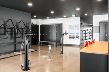Rentable indoor bike storage, kayak storage & ski/snowboard lockers