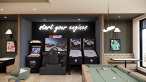 Huntersville apartment for rent - A room with a pool table and a sign that says