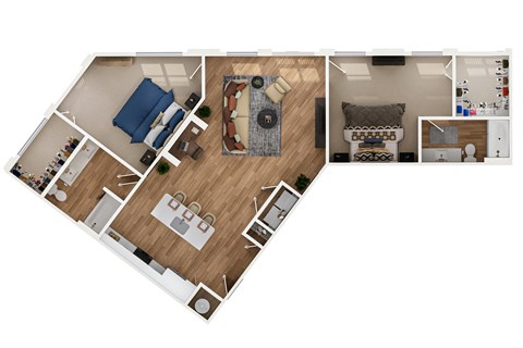 Floor plan for 2 beds, 2 baths, 1326 sqft