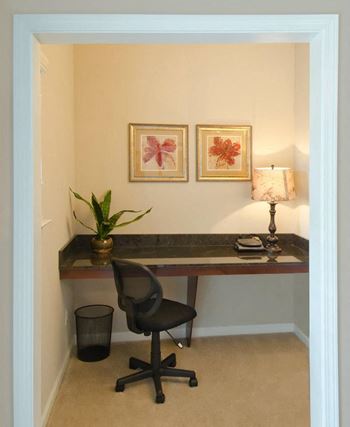 Designated office space with built-in computer desk