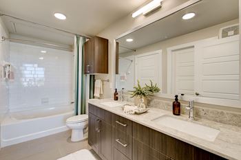 Elegant granite countertops in kitchen and baths
