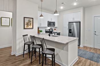 Granite countertops with tile back splash