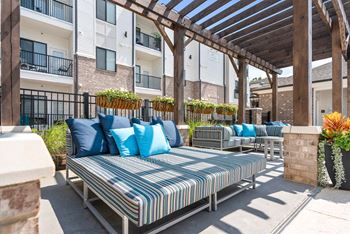 Pergola with semi-private outdoor seating and gathering areas