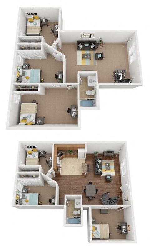 Floor plan for 6 beds, 2 baths, 217 sqft