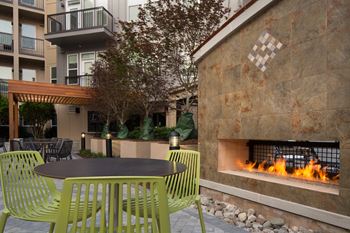Stunning pool with outdoor fireplace