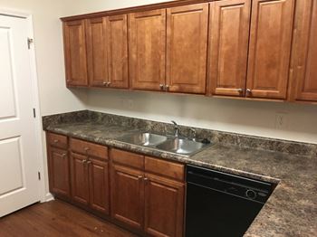 Oak cabinets in kitchen