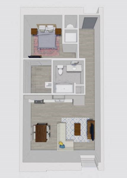 Floor plan for 1 bed, 1 bath, 630 sqft