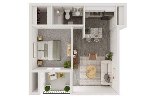 Floor plan for 1 bed, 1 bath, 510 sqft