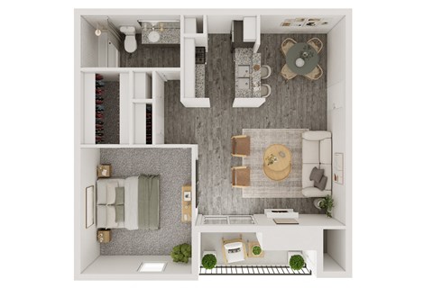 Floor plan for 1 bed, 1 bath, 624 sqft