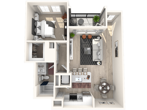 Floor plan for 1 bed, 1 bath, 794 sqft