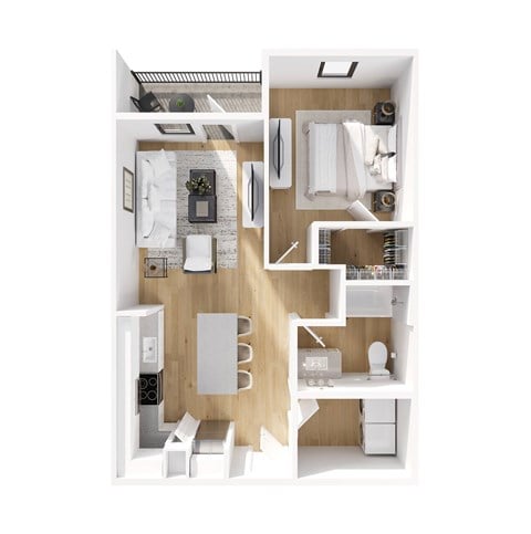 Floor plan for 1 bed, 1 bath, 756 sqft