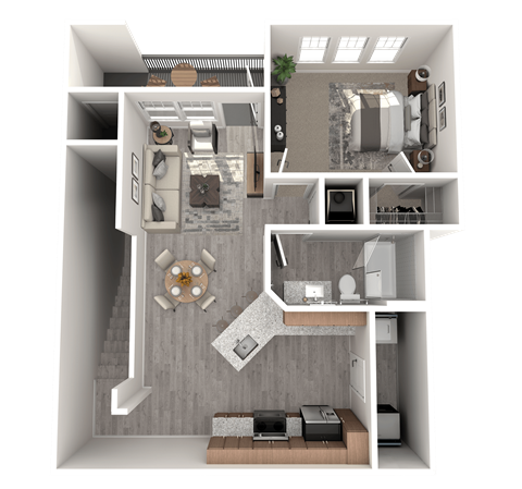 Floor plan for 1 bed, 1 bath, 841 sqft