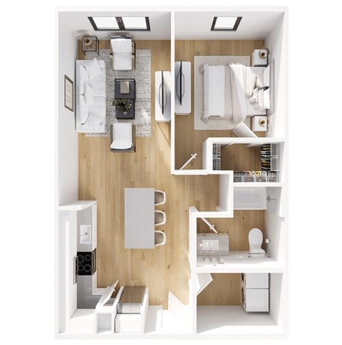 Floor plan for 1 bed, 1 bath, 816 sqft