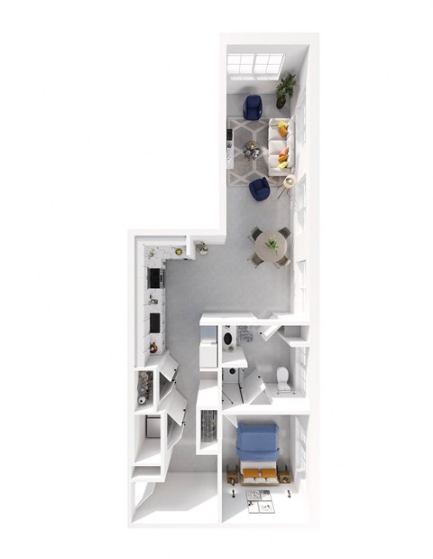 Floor plan for 1 bed, 1 bath, 929 sqft