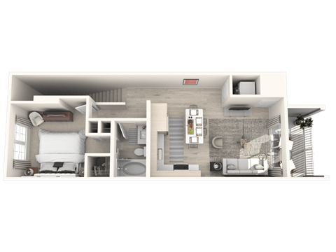 Floor plan for 1 bed, 1 bath, 748 sqft