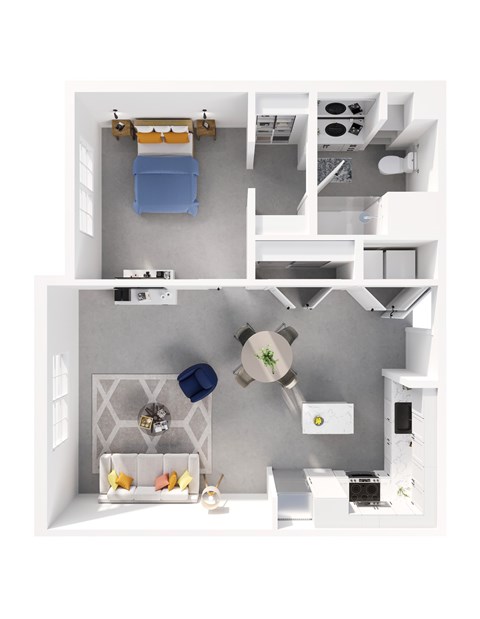 Floor plan for 1 bed, 1 bath, 893 sqft